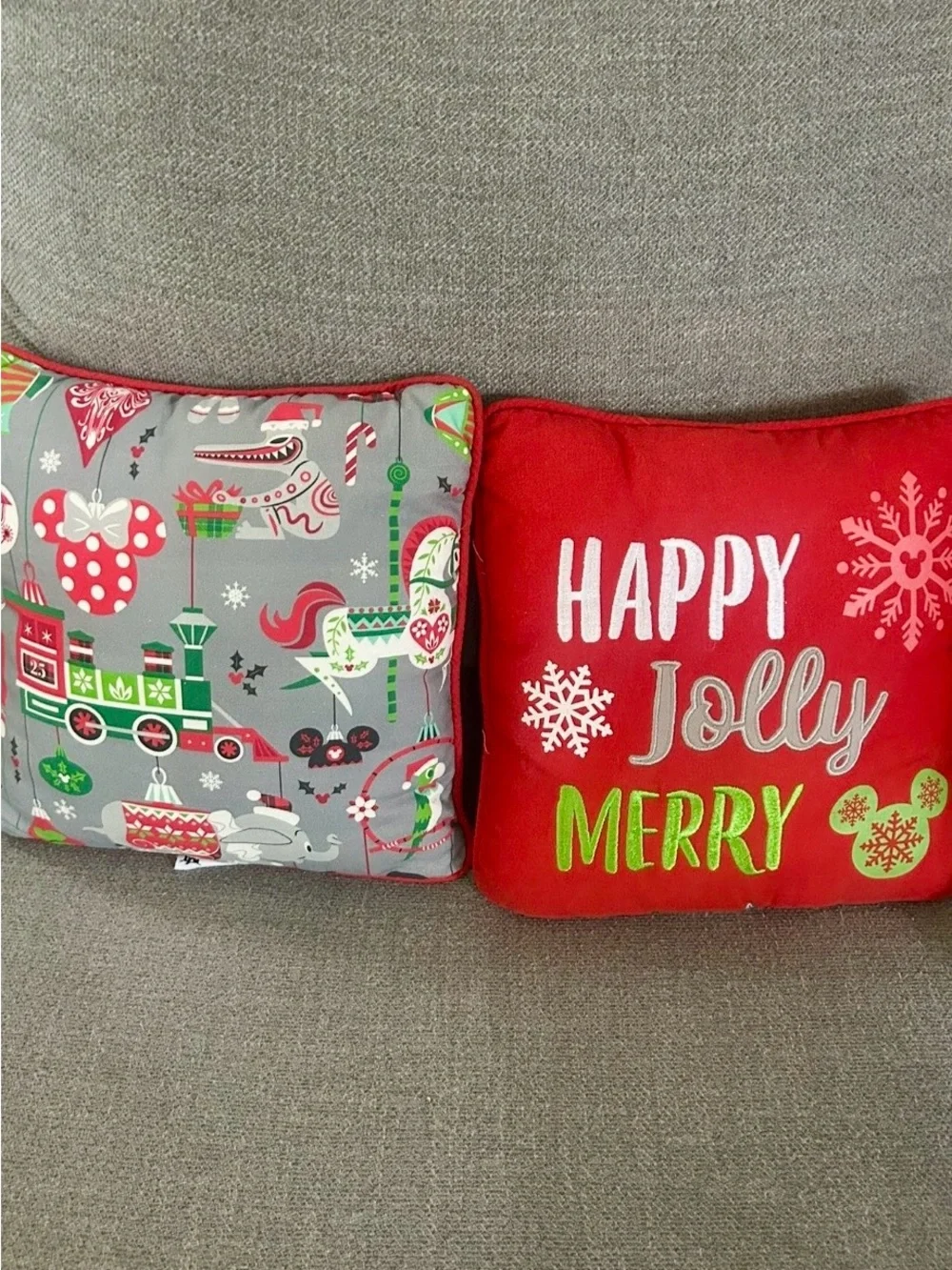 Disney Red 'Happy Jolly Merry' Holiday Throw Pillow Set